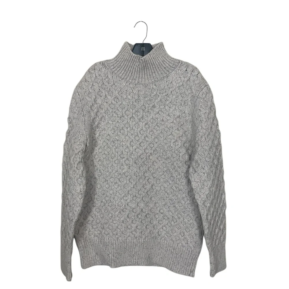 Banana Republic Bariloche Cable Knit Turtleneck Sweater Iced Vanilla Beige
